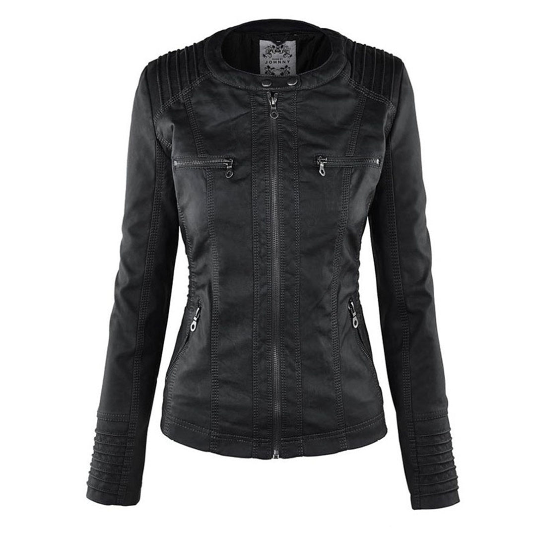 Loraine | Waterproof Hooded Faux Leather Jacket