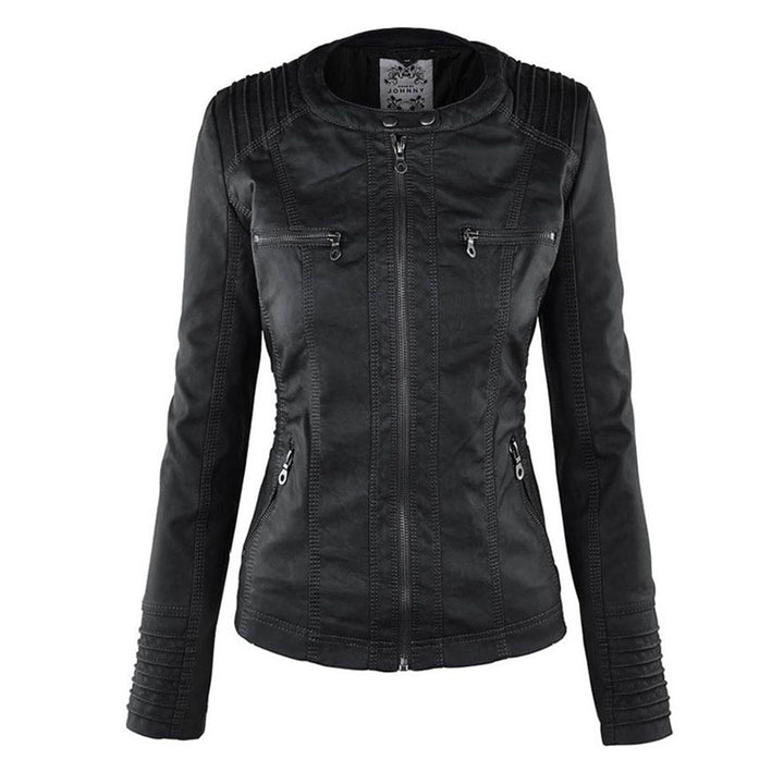 Loraine | Waterproof Hooded Faux Leather Jacket
