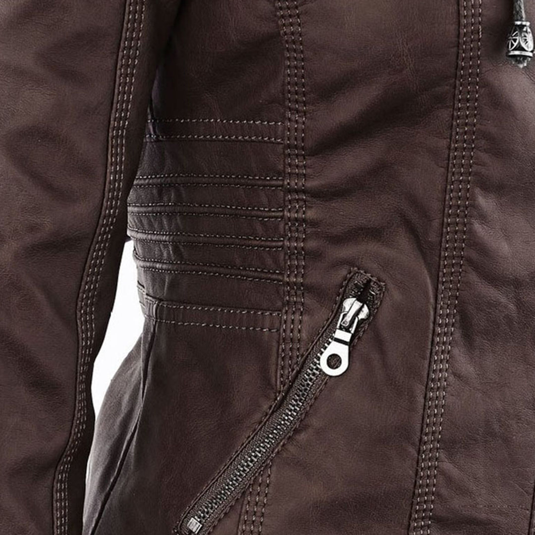 Loraine | Waterproof Hooded Faux Leather Jacket