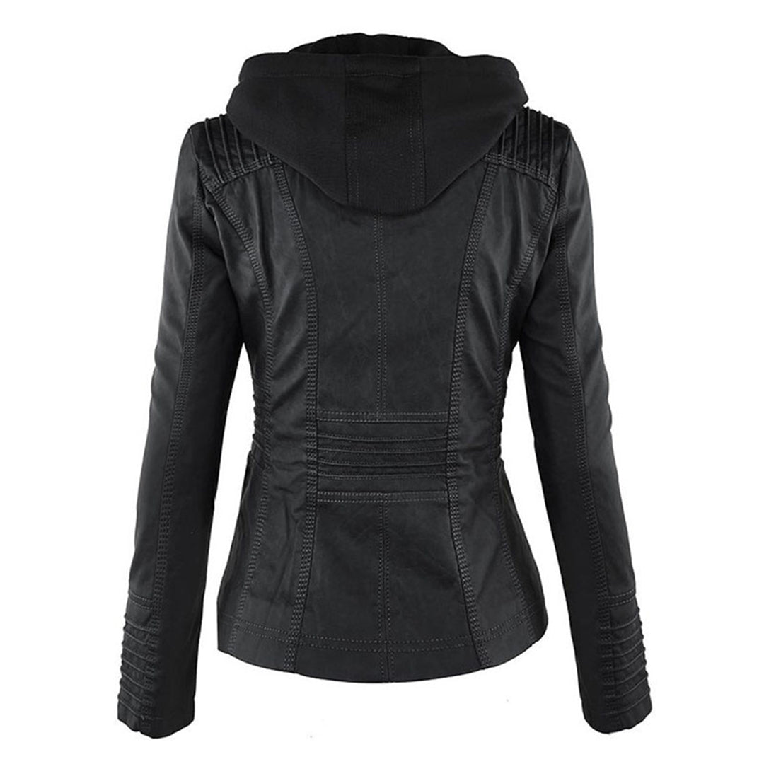 Loraine | Waterproof Hooded Faux Leather Jacket