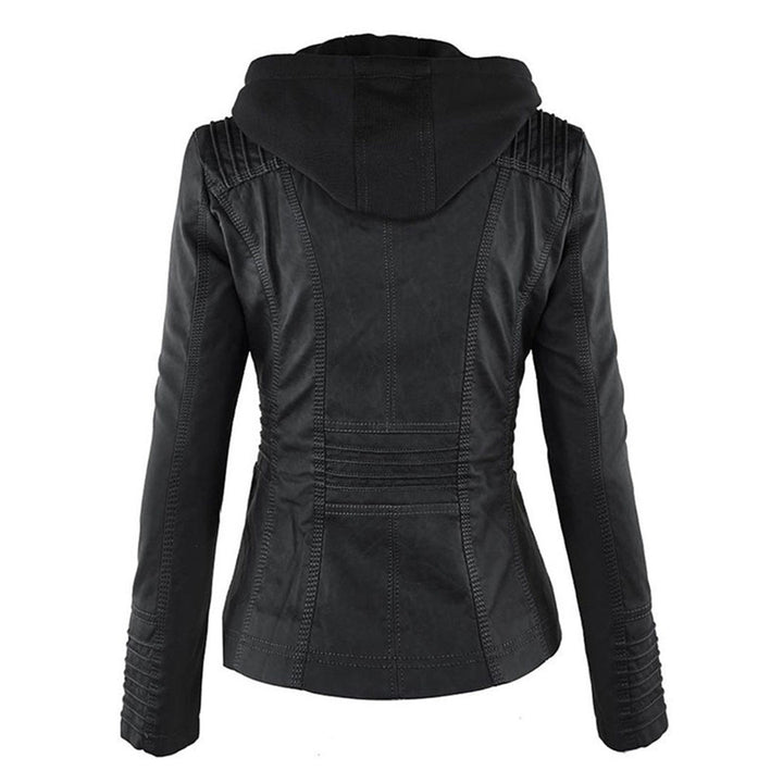 Loraine | Waterproof Hooded Faux Leather Jacket