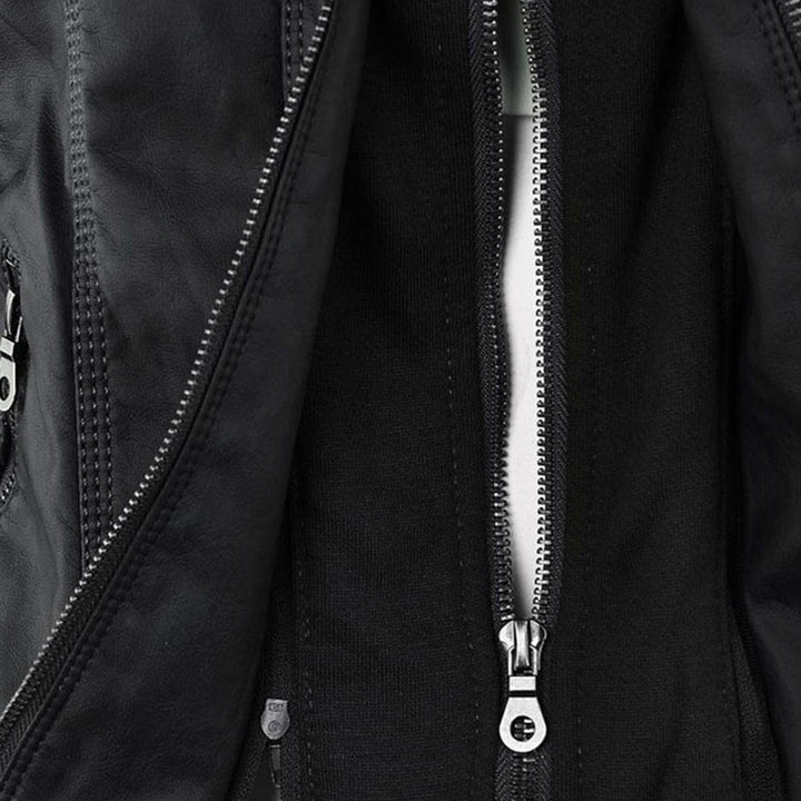 Loraine | Waterproof Hooded Faux Leather Jacket