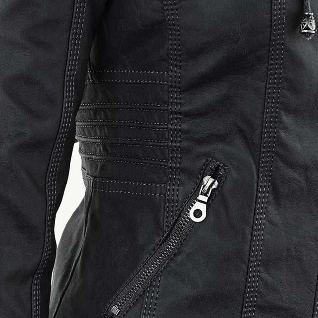 Loraine | Waterproof Hooded Faux Leather Jacket