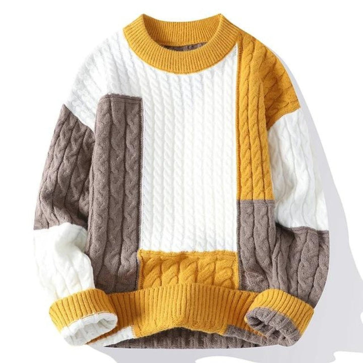 Sonny | Color-Blocked Cable Knit Sweater