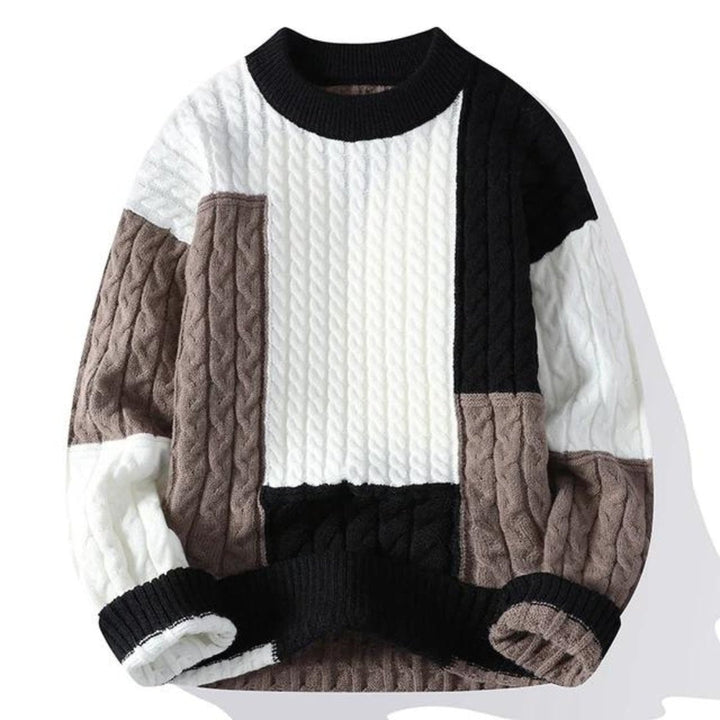 Sonny | Color-Blocked Cable Knit Sweater
