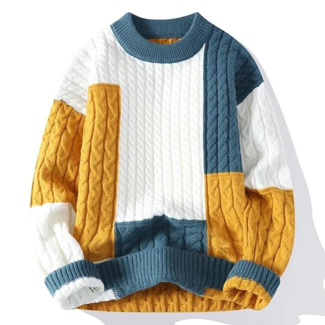 Sonny | Color-Blocked Cable Knit Sweater