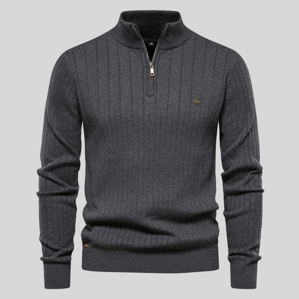 Ron | Ribbed Zip-Neck Men’s Sweater