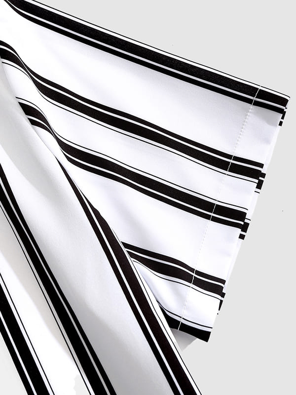 River | Men's Casual Printed Striped Street Style Short Sleeve Shirt