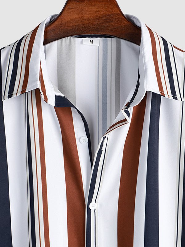 Beau | Men's Colorful Striped Print Casual Short Sleeve Shirt