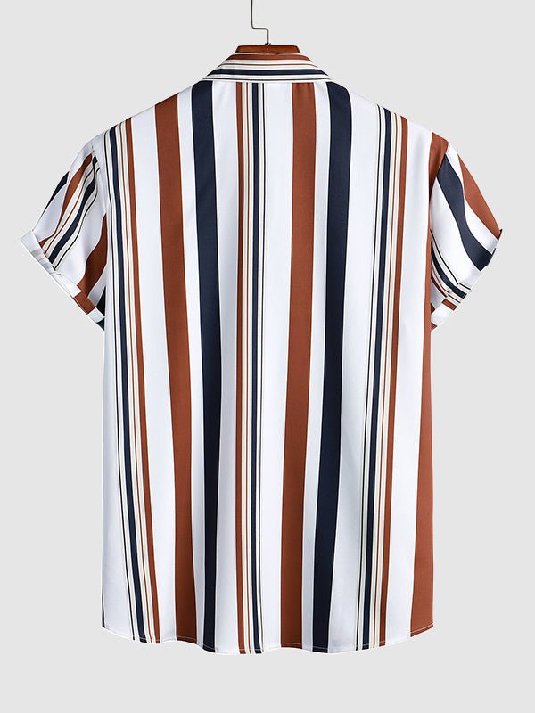 Beau | Men's Colorful Striped Print Casual Short Sleeve Shirt