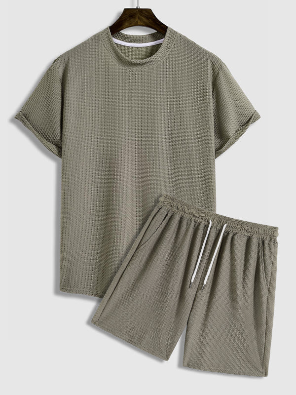 Joey | Men's comfortable textured T-shirt casual shorts set