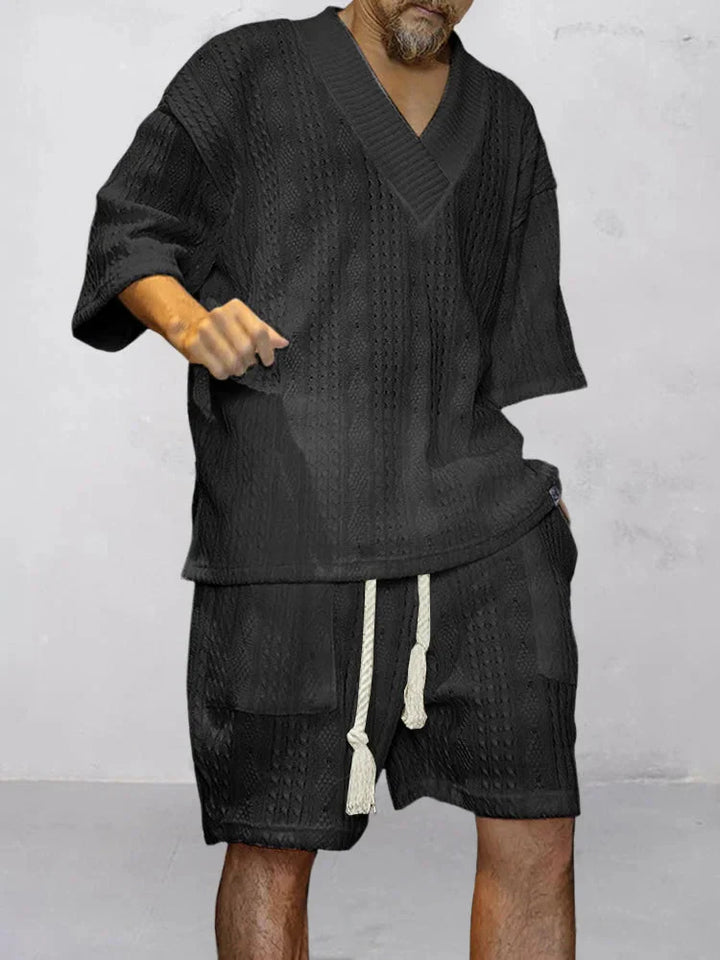 Phoenix | Men's fashionable knitted jacquard shirt set