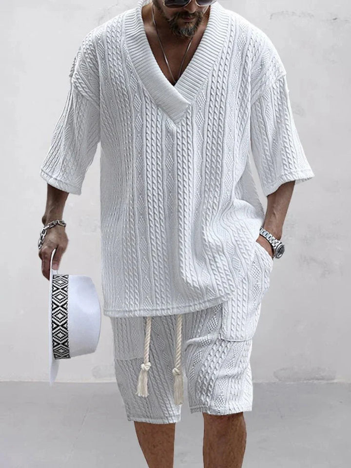 Phoenix | Men's fashionable knitted jacquard shirt set