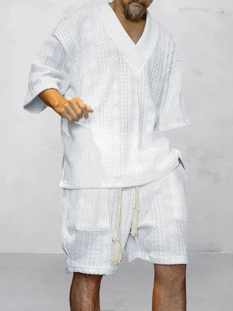 Phoenix | Men's fashionable knitted jacquard shirt set