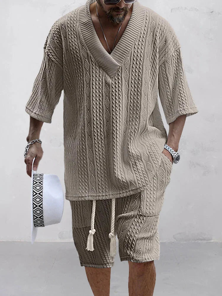Phoenix | Men's fashionable knitted jacquard shirt set