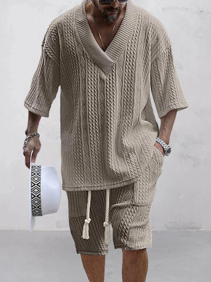 Phoenix | Men's fashionable knitted jacquard shirt set