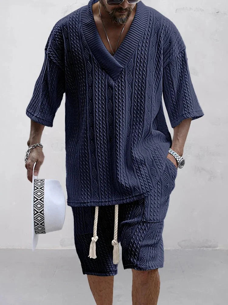 Phoenix | Men's fashionable knitted jacquard shirt set