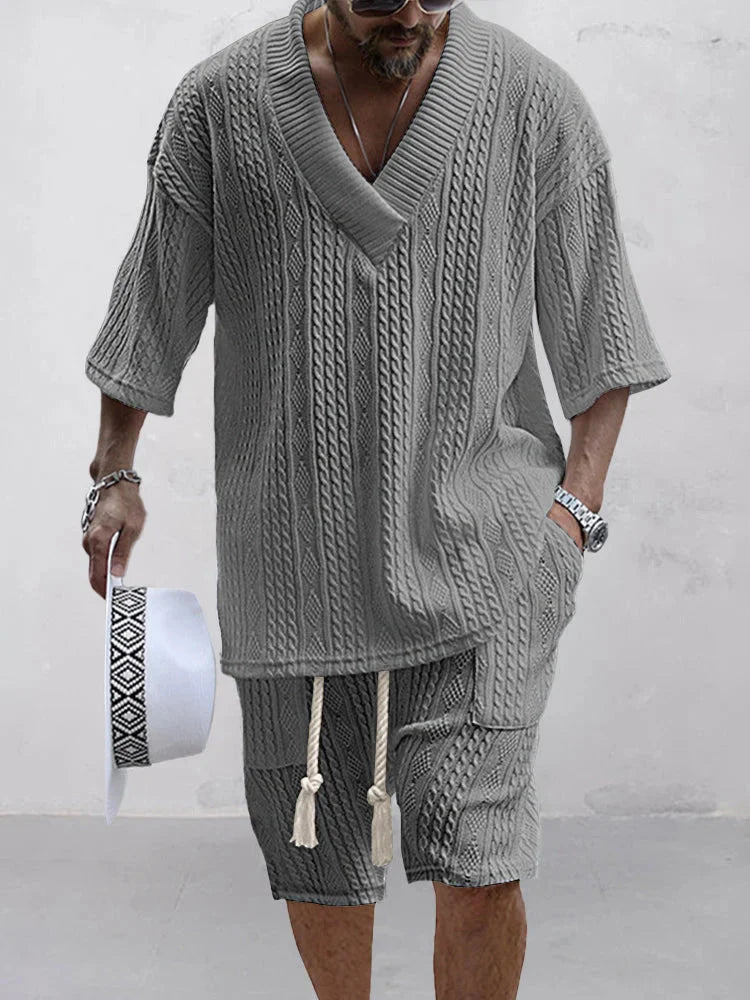 Phoenix | Men's fashionable knitted jacquard shirt set