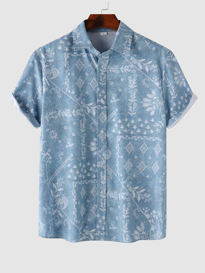 Noel | Men's Floral Print Casual Short Sleeve Shirt Quick-Drying Swimming Shorts Set
