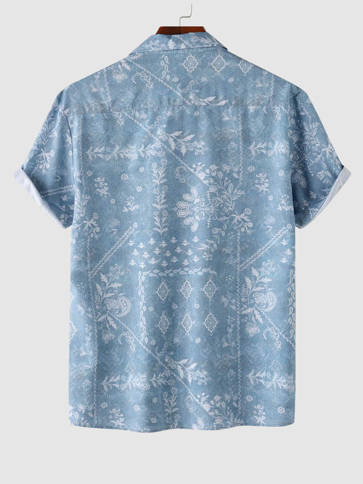 Noel | Men's Floral Print Casual Short Sleeve Shirt Quick-Drying Swimming Shorts Set