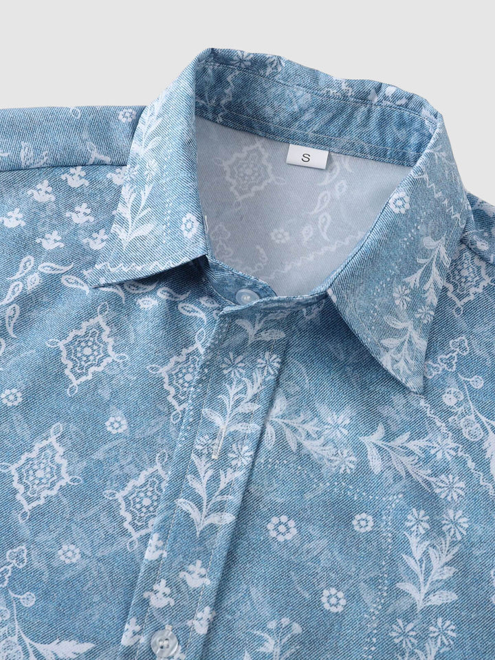 Noel | Men's Floral Print Casual Short Sleeve Shirt Quick-Drying Swimming Shorts Set