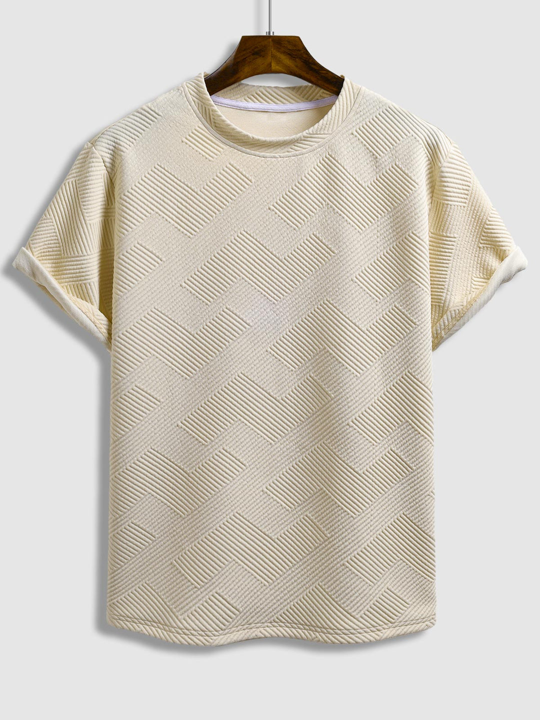 Jesse | Men's geometric jacquard round neck short-sleeved T-shirt casual shorts set
