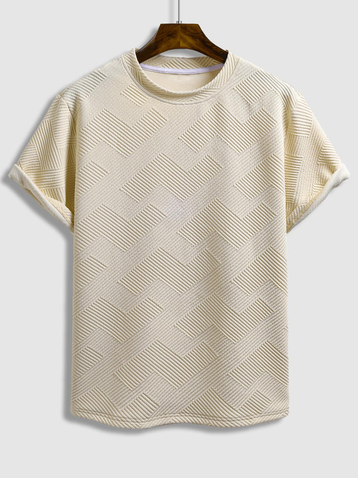 Jesse | Men's geometric jacquard round neck short-sleeved T-shirt casual shorts set