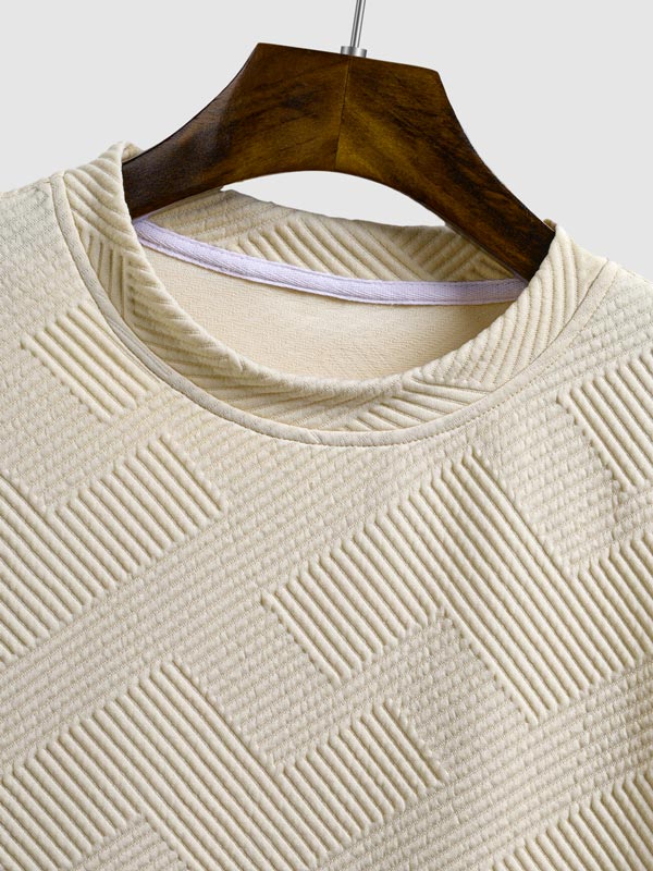 Jesse | Men's geometric jacquard round neck short-sleeved T-shirt casual shorts set