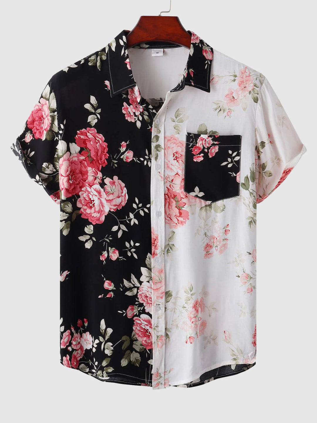 Coby | Men's Hawaiian Floral Patchwork Short Sleeve Shirt Swimming Shorts Set