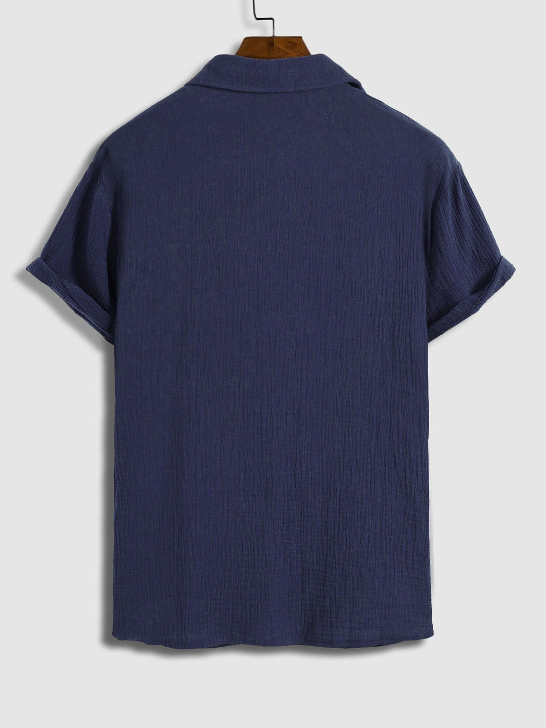 Jay | Men's pleated textured solid color short sleeve set