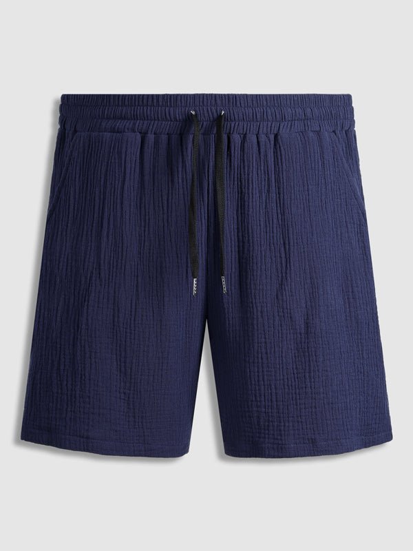 Jay | Men's pleated textured solid color short sleeve set