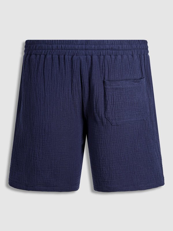 Jay | Men's pleated textured solid color short sleeve set