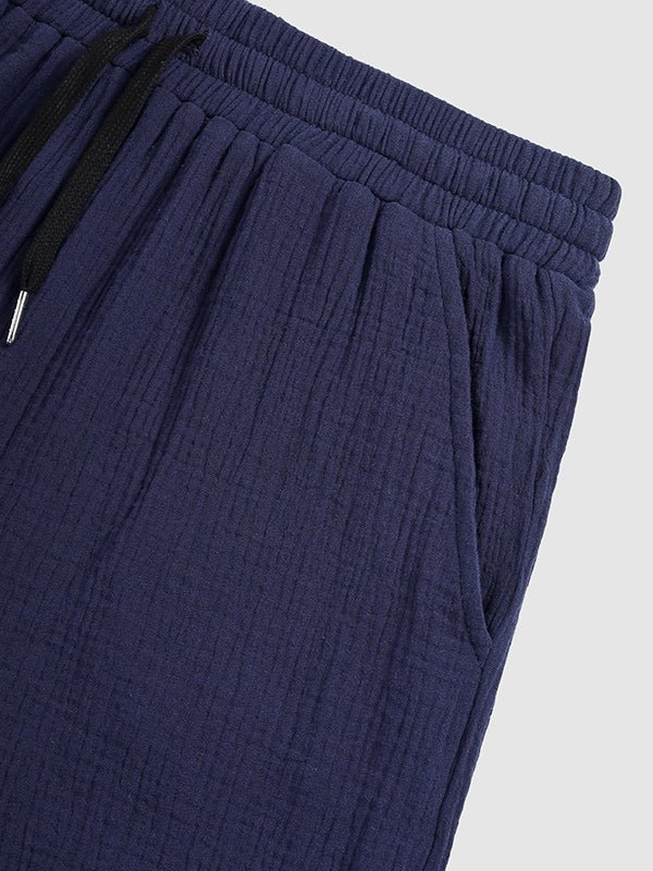 Jay | Men's pleated textured solid color short sleeve set