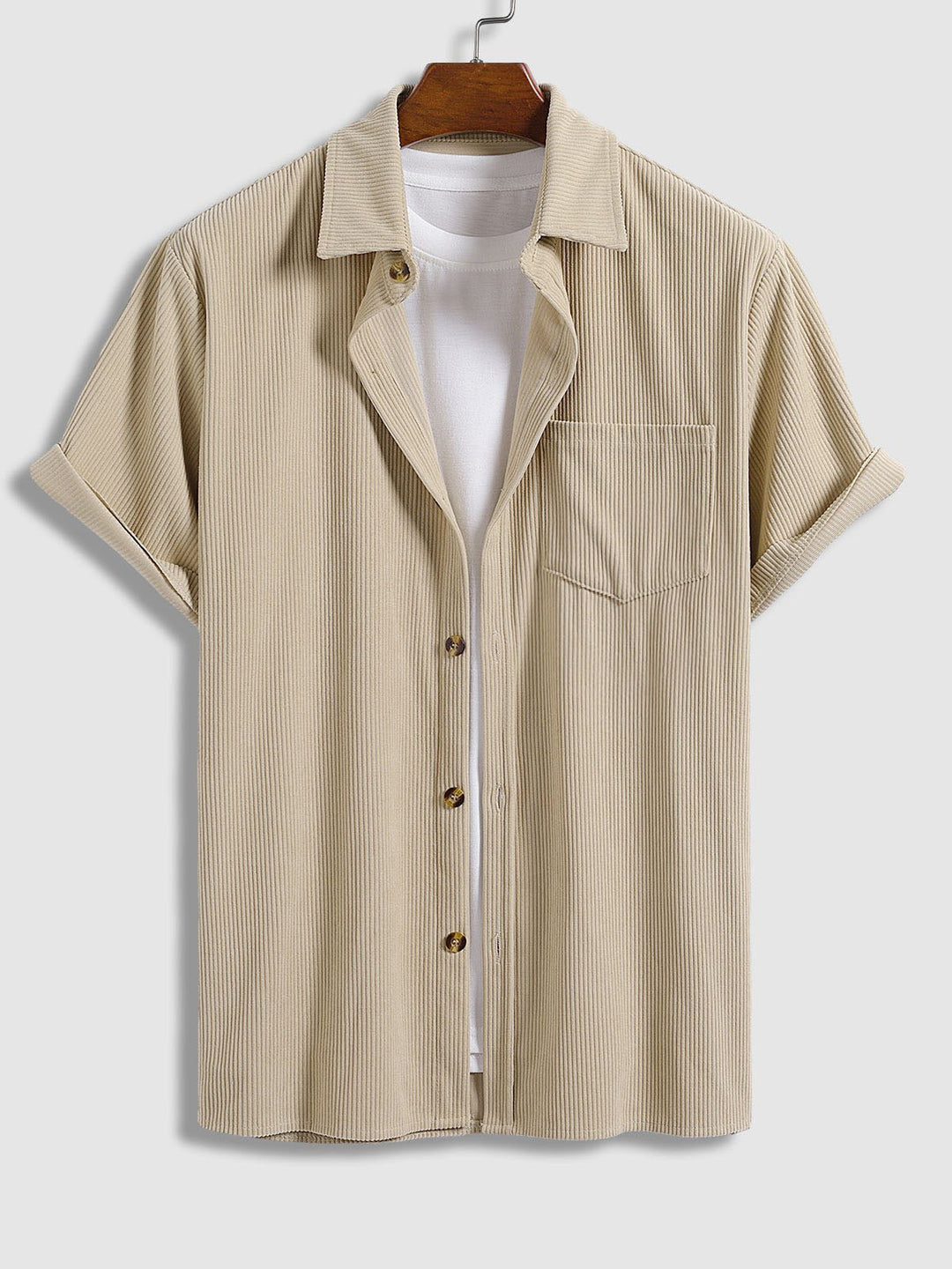 Cody | Men's Retro Corduroy Casual Short Sleeve Shirt Shorts Set
