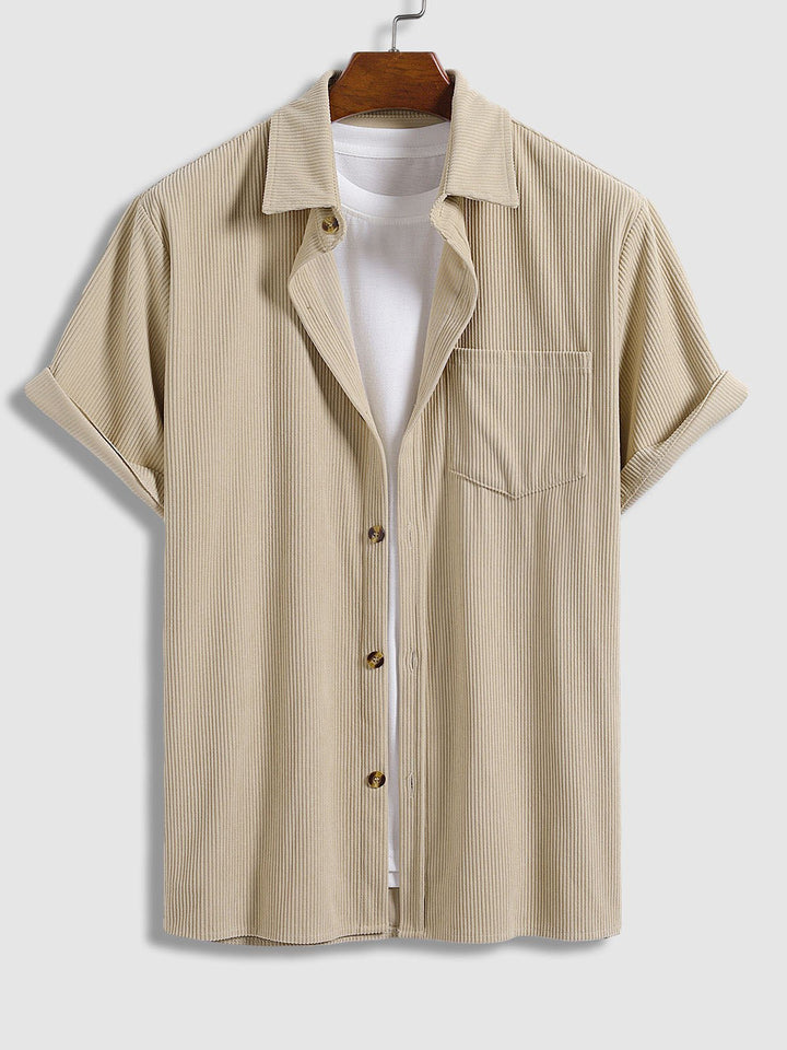 Cody | Men's Retro Corduroy Casual Short Sleeve Shirt Shorts Set