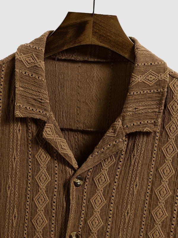 Caleb | Men's retro texture casual short-sleeved shirt
