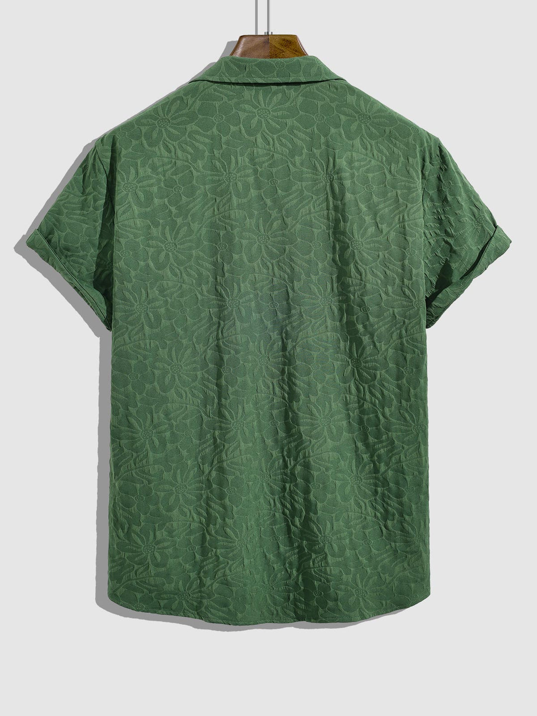 Radleigh | Men's retro textured Cuban collar solid color short-sleeved shirt