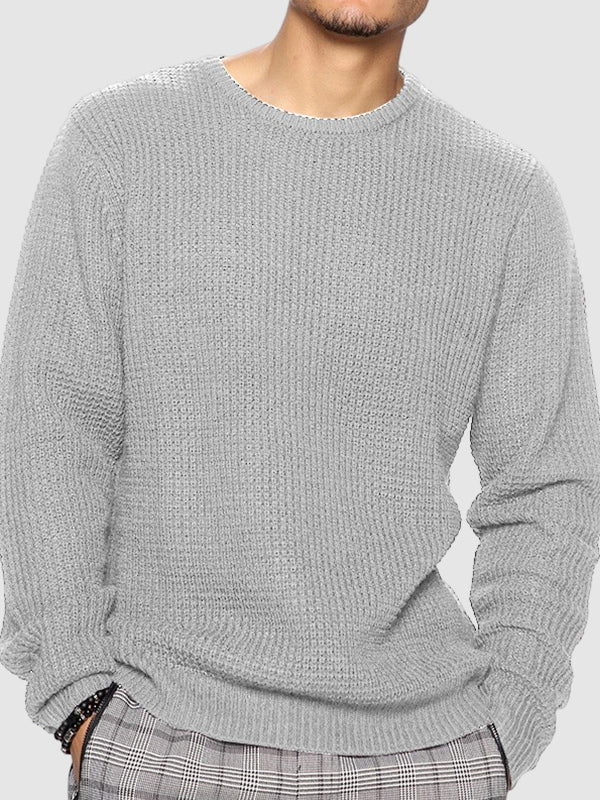 Paul | Men's solid color loose fit knitted crew neck sweater