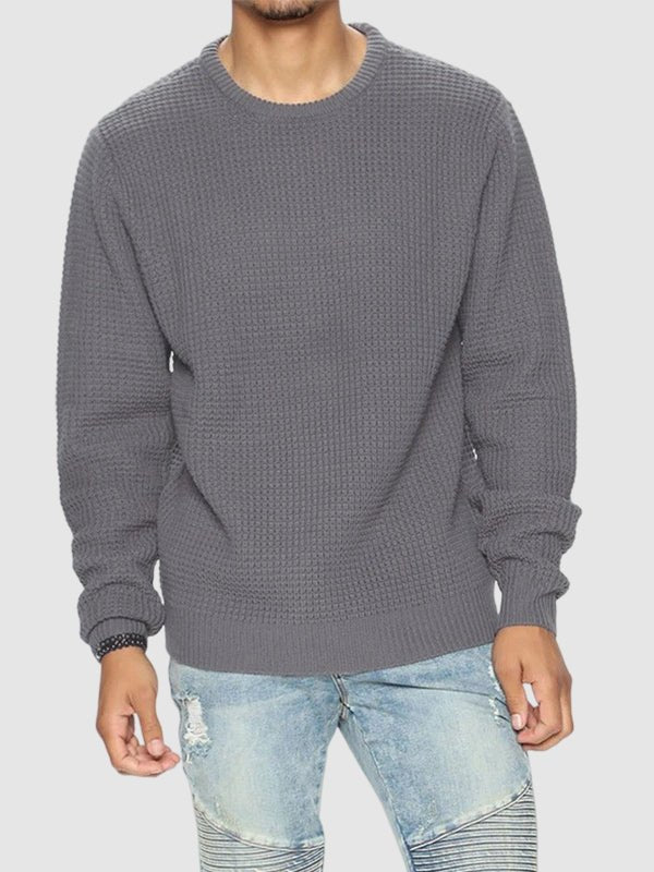 Paul | Men's solid color loose fit knitted crew neck sweater