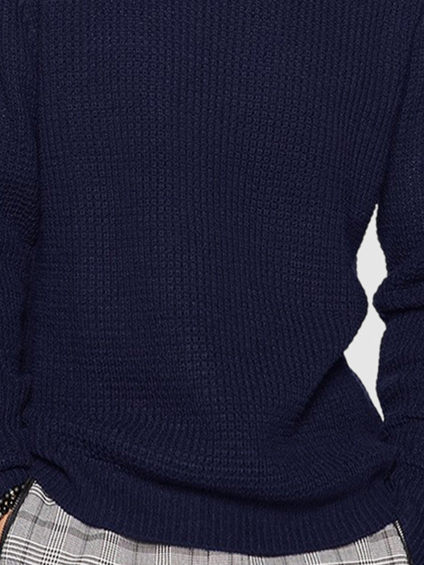 Paul | Men's solid color loose fit knitted crew neck sweater