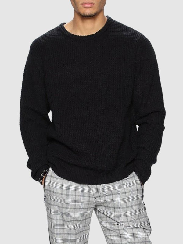 Paul | Men's solid color loose fit knitted crew neck sweater