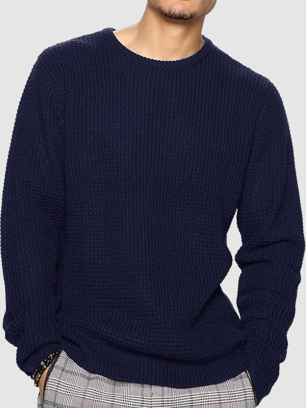 Paul | Men's solid color loose fit knitted crew neck sweater