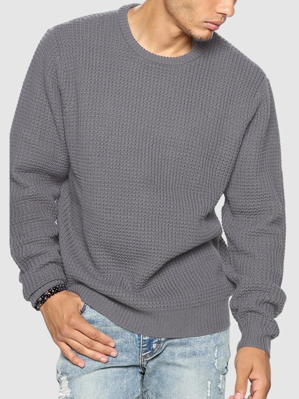 Paul | Men's solid color loose fit knitted crew neck sweater