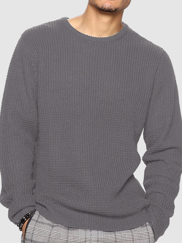 Paul | Men's solid color loose fit knitted crew neck sweater