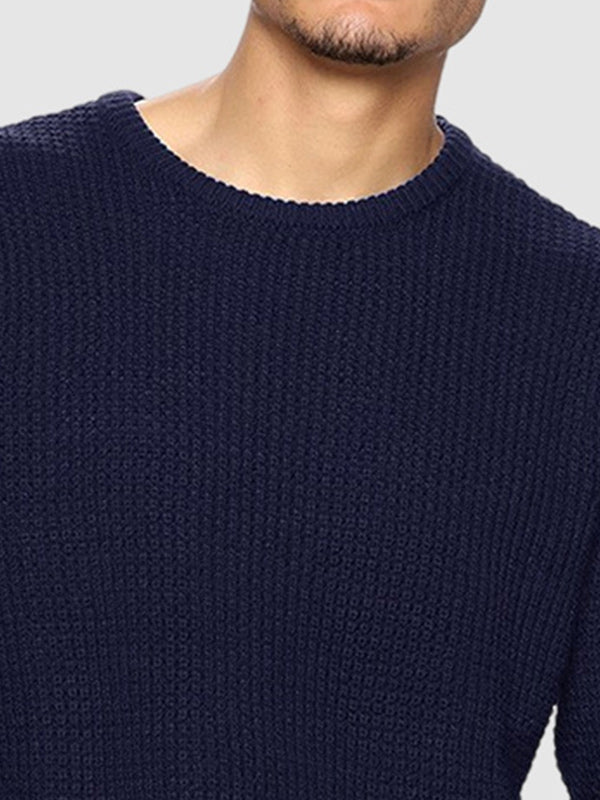 Paul | Men's solid color loose fit knitted crew neck sweater