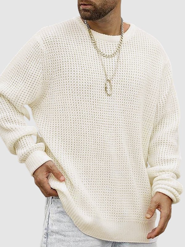 Paul | Men's solid color loose fit knitted crew neck sweater