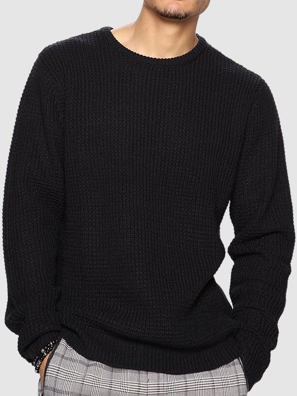 Paul | Men's solid color loose fit knitted crew neck sweater
