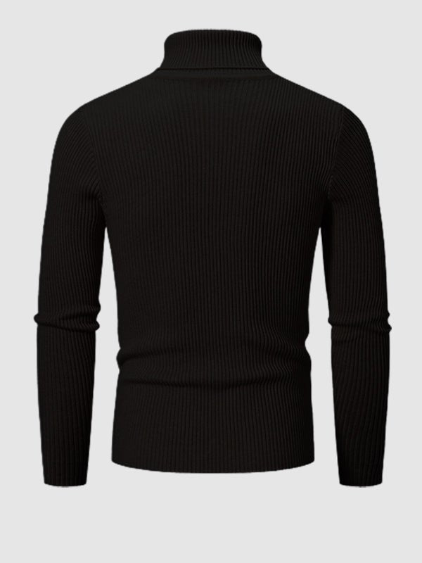 Camden | Men's Solid Color Striped Textured Turtleneck Sweater