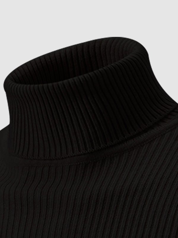Camden | Men's Solid Color Striped Textured Turtleneck Sweater