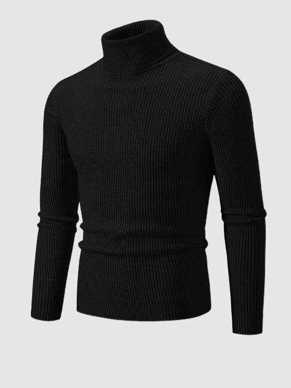 Camden | Men's Solid Color Striped Textured Turtleneck Sweater